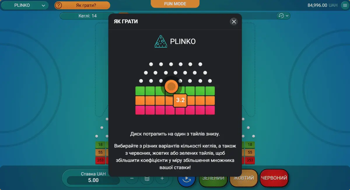 Правила гри в Plinko